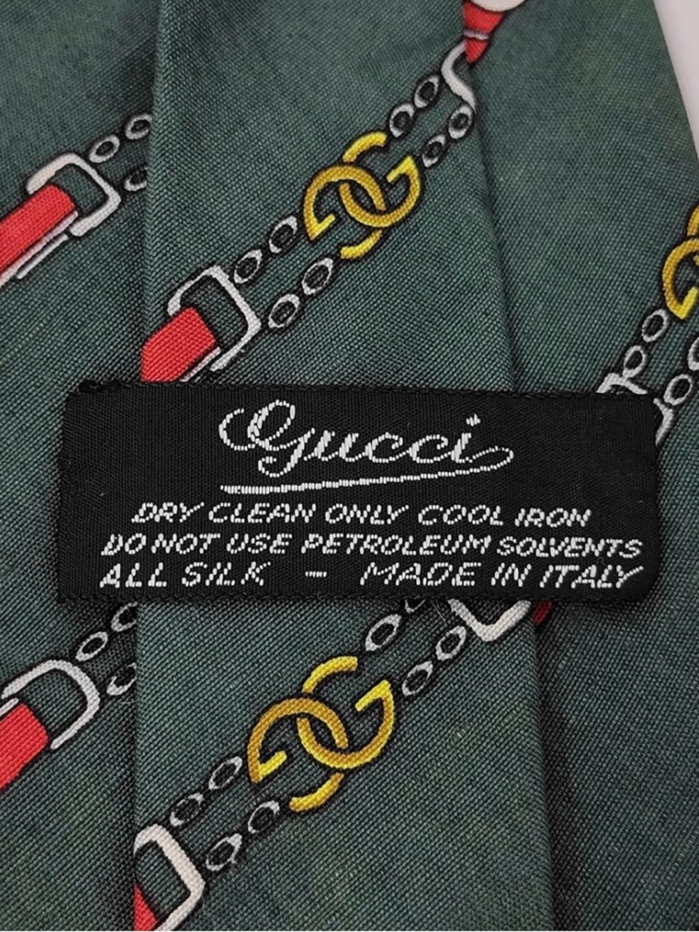 Gucci Authentic Green and Red Patterned Men's Tie monogram - Picture 4 of 5